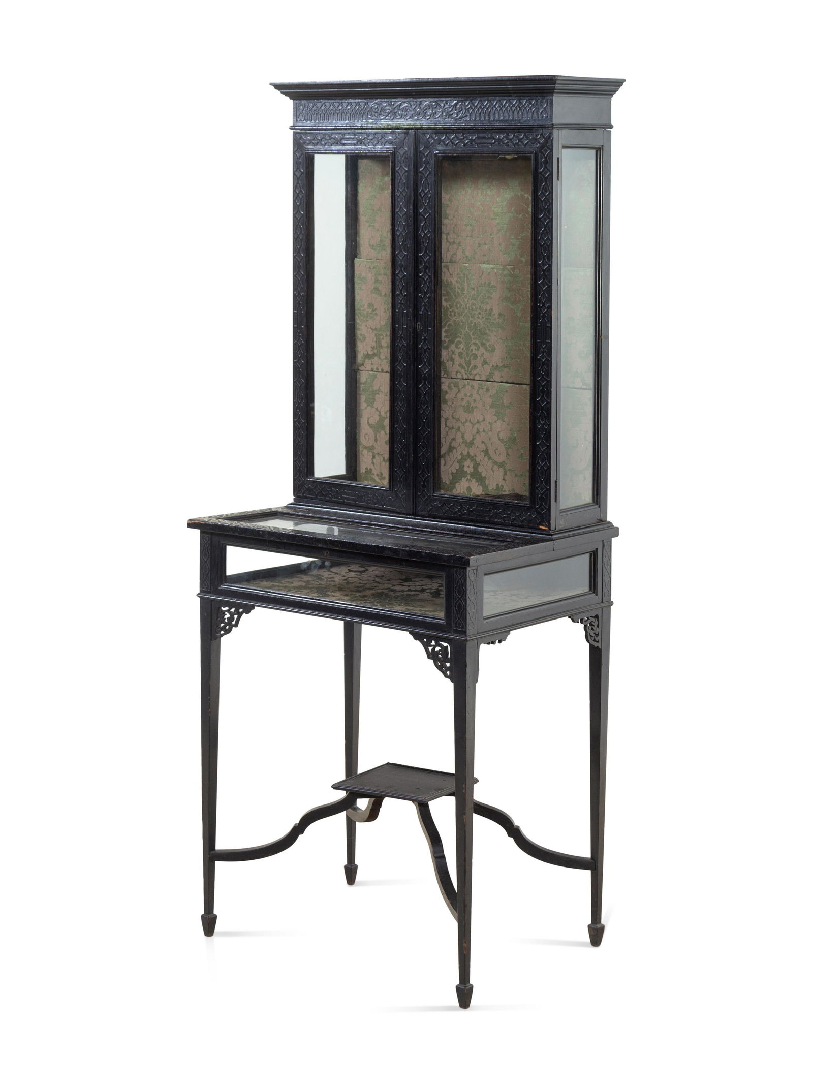A Chinese Chippendale Style Black-Painted Vitrine (1 of 2)