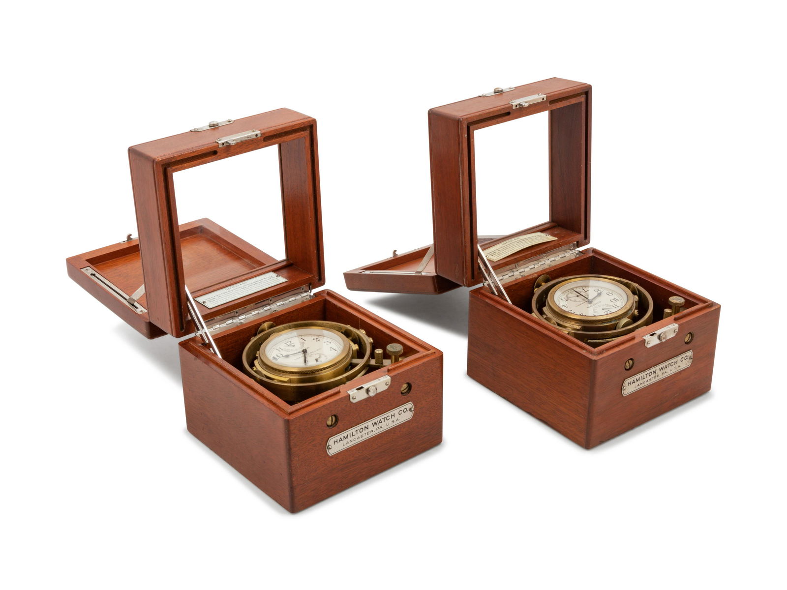 A Pair of American Mahogany Cased Two-Day Ship's (1 of 3)