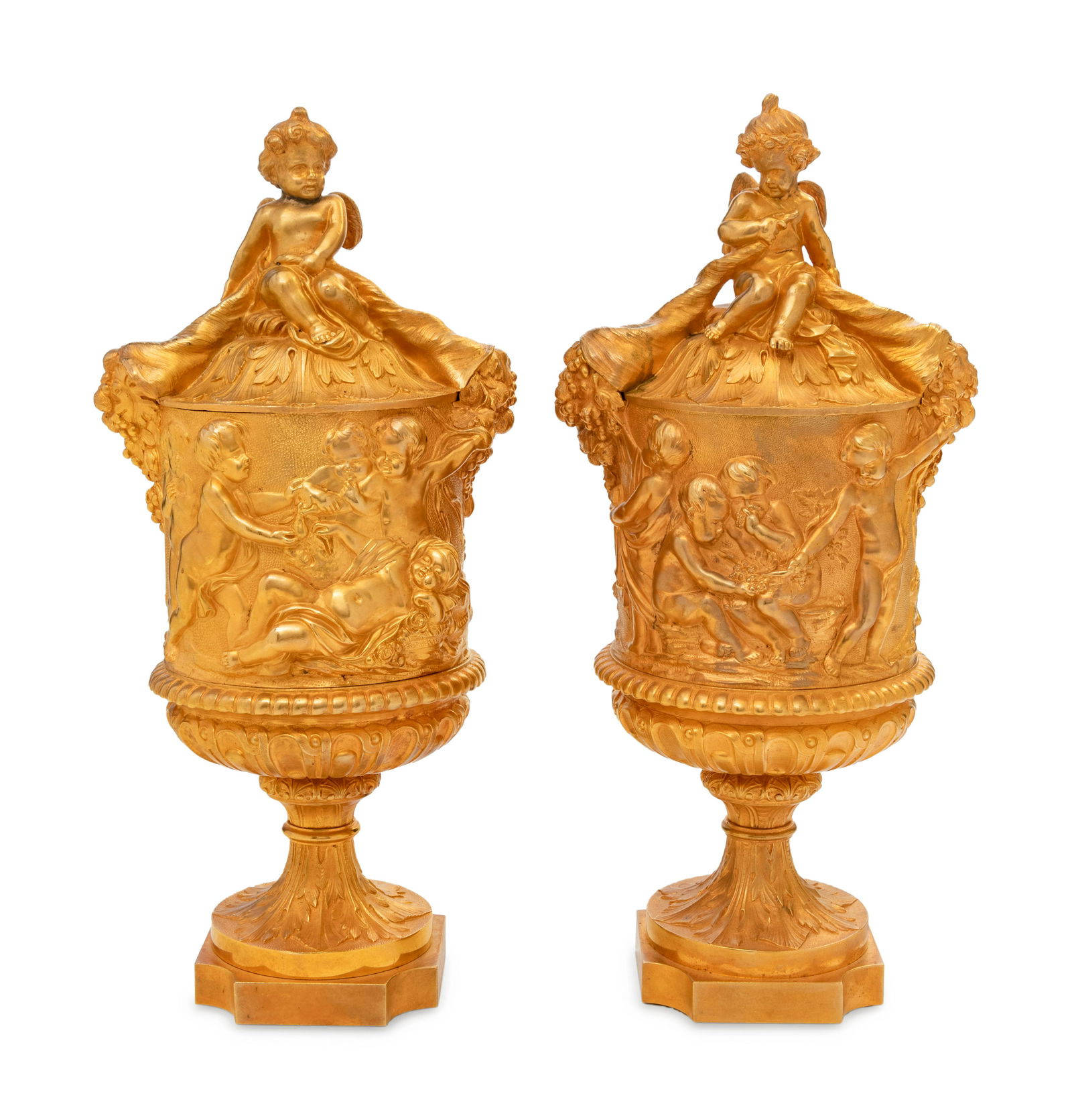 A Pair of Louis XV Style Gilt Bronze Covered Cache Pots (1 of 3)