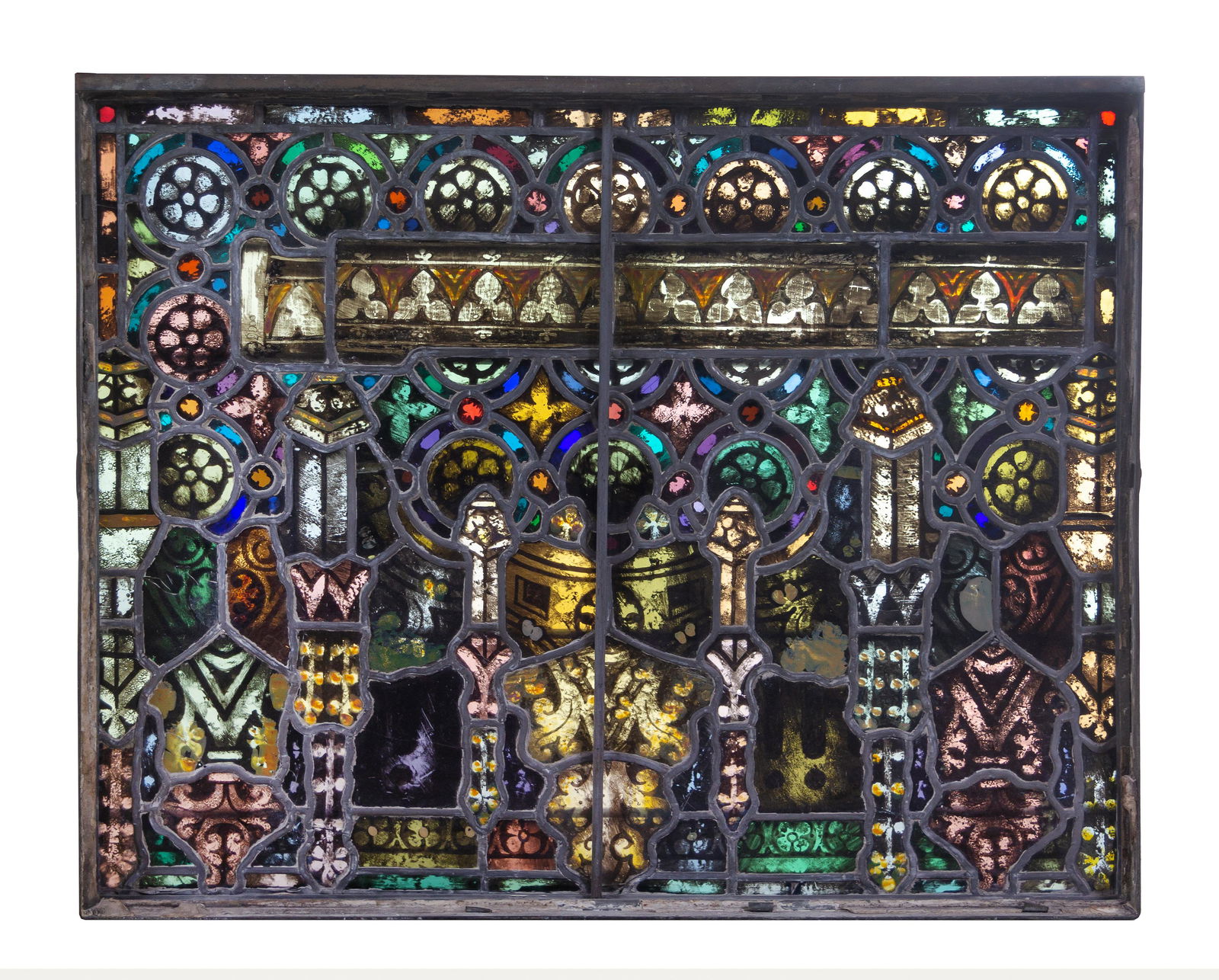 A French Stained Glass and Metal Window Panel (1 of 1)