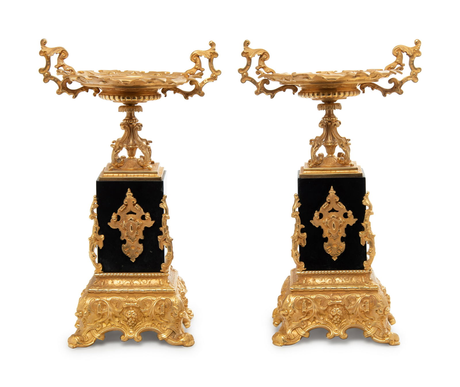 A Pair of Neoclassical Gilt Bronze and Granite Tazze (1 of 2)
