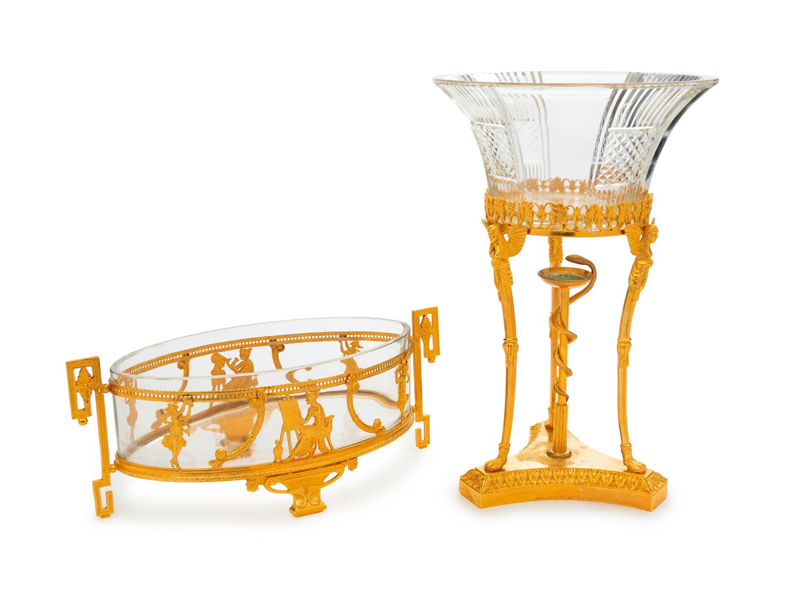 Two French Gilt Bronze Mounted Glass Center Bowls (1 of 2)