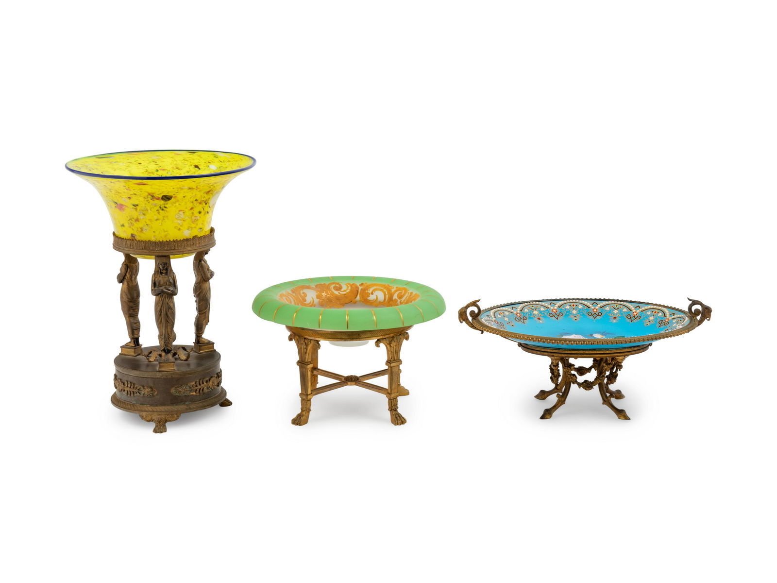 Three French Gilt Metal Mounted Centerpiece Bowls (1 of 2)