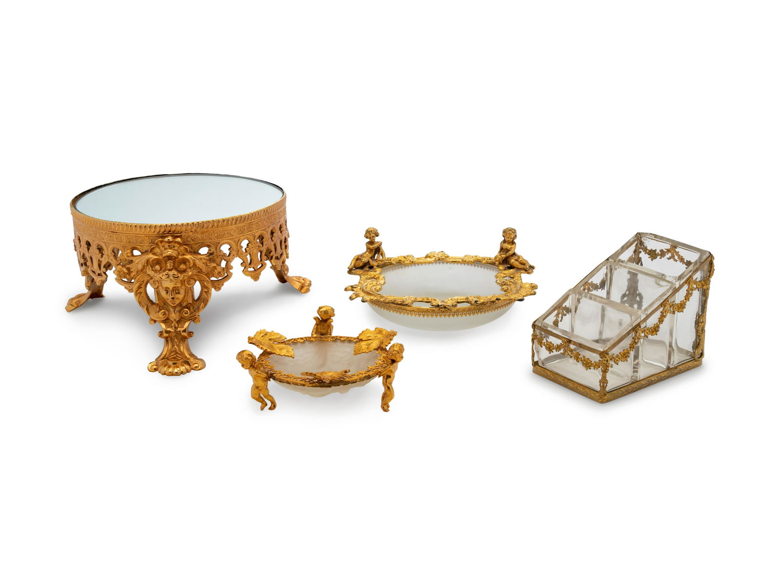 Four French Gilt Metal and Glass Table Articles (1 of 1)