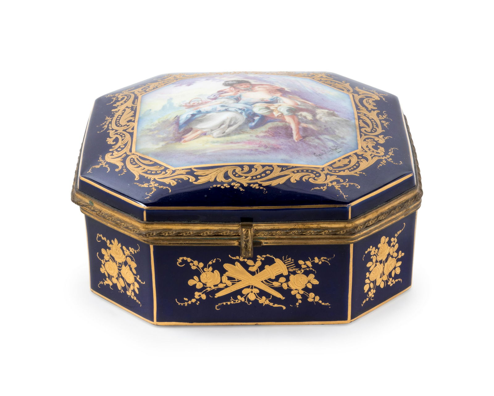 A Sevres Style Painted and Parcel Gilt Porcelain Table (1 of 3)