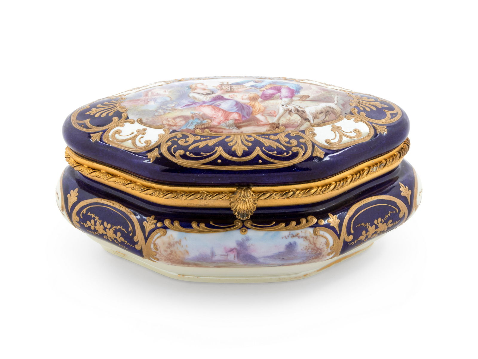 A Sevres Style Painted and Parcel Gilt Porcelain Table (1 of 6)