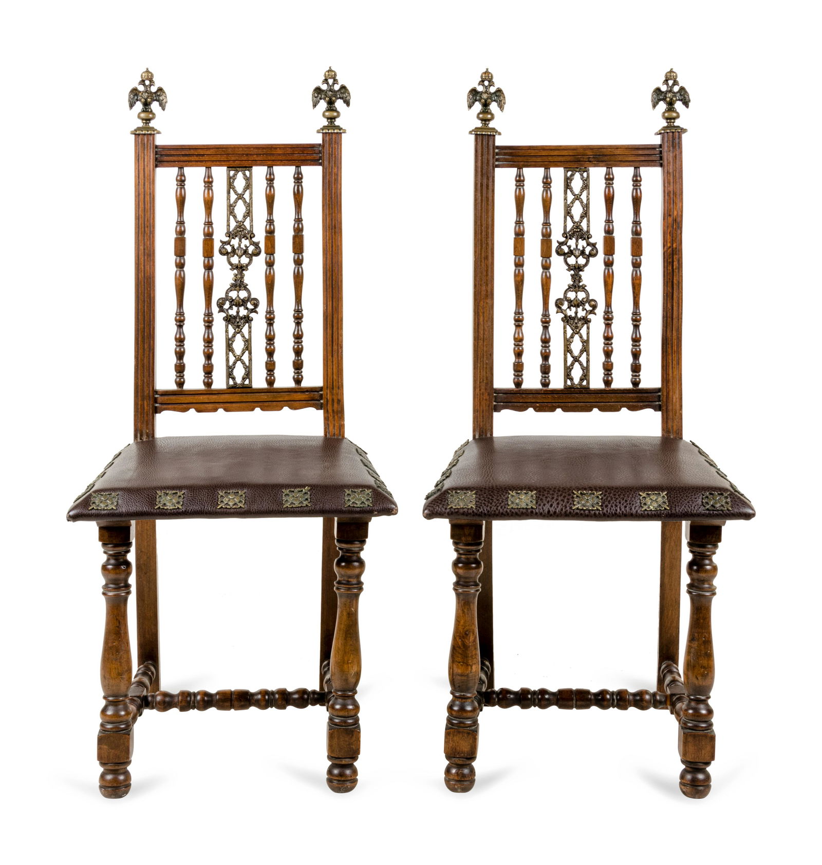 A Pair of Continental Bronze Mounted Walnut Side Chairs (1 of 4)