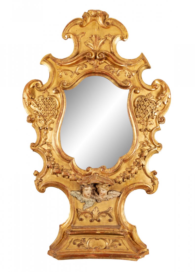 An Italian Gilt and Painted Mirror (1 of 1)