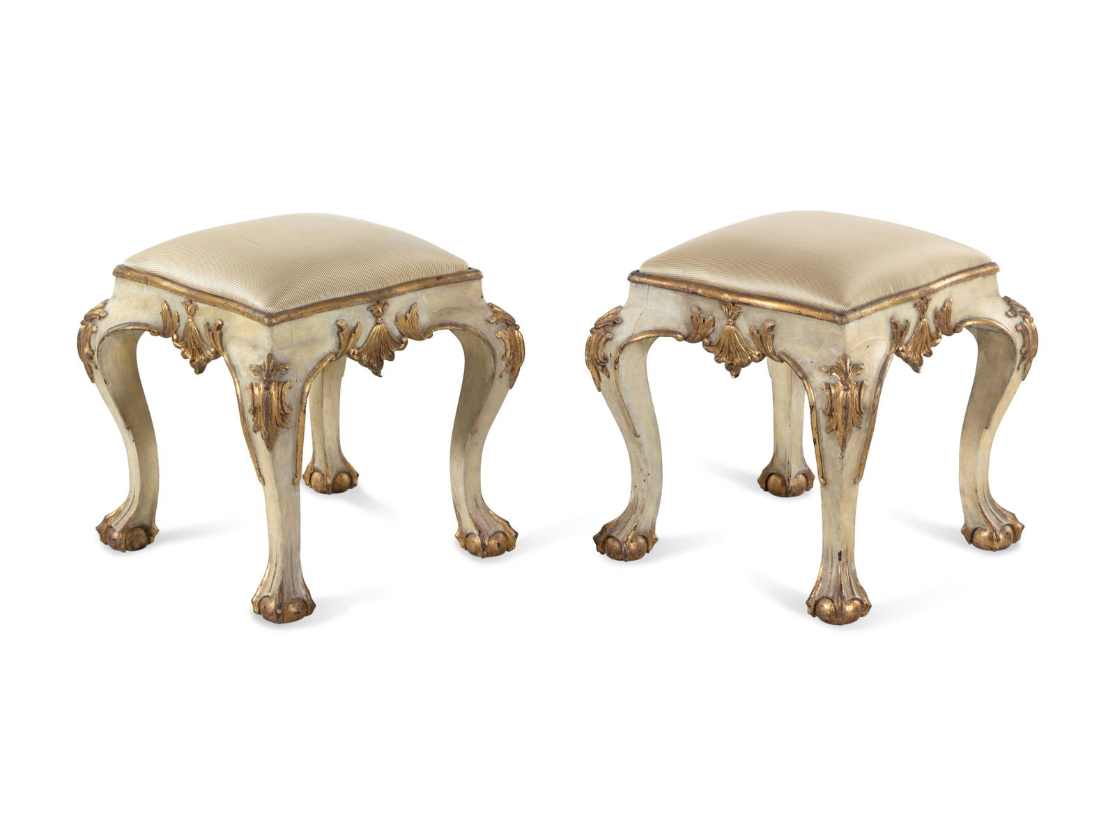 A Pair of Venetian Style Cream-Painted and Parcel Gilt (1 of 2)
