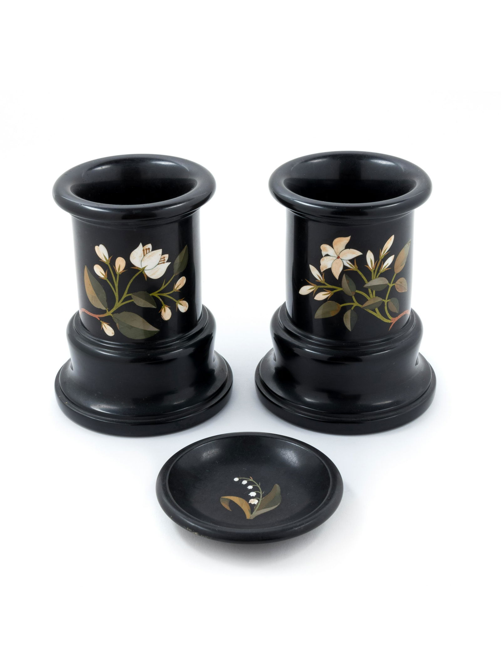 Three Italian Pietra Dura Inlaid Granite Table Articles (1 of 1)
