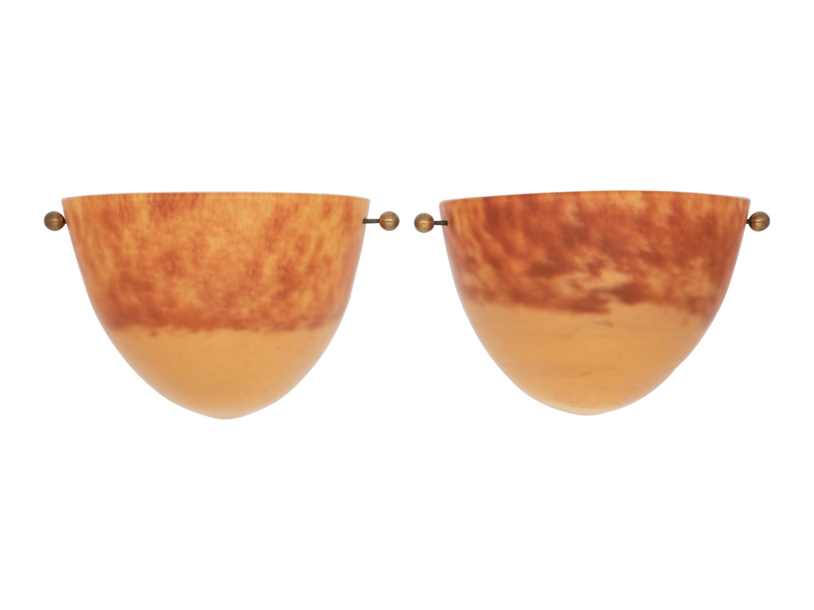 A Pair of Colored and Frosted Glass Sconces: A Pair of Colored and Frosted Glass Sconces 20th Century Height 6 1/4 x width 9 3/4 inches. Property from a Private Collector, Bethesda, Maryland