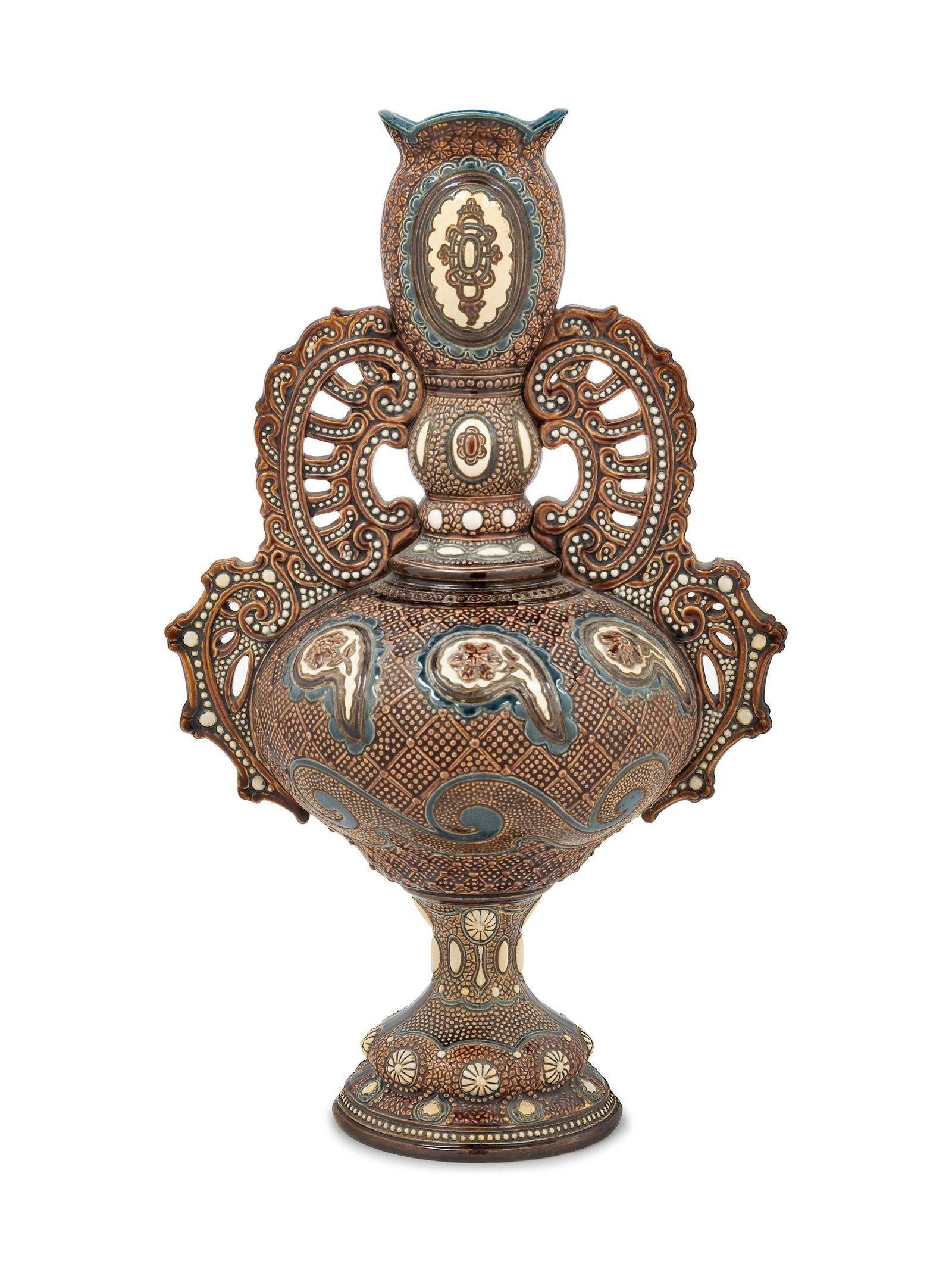 A Continental Polychrome Glazed Stoneware Vase (1 of 4)