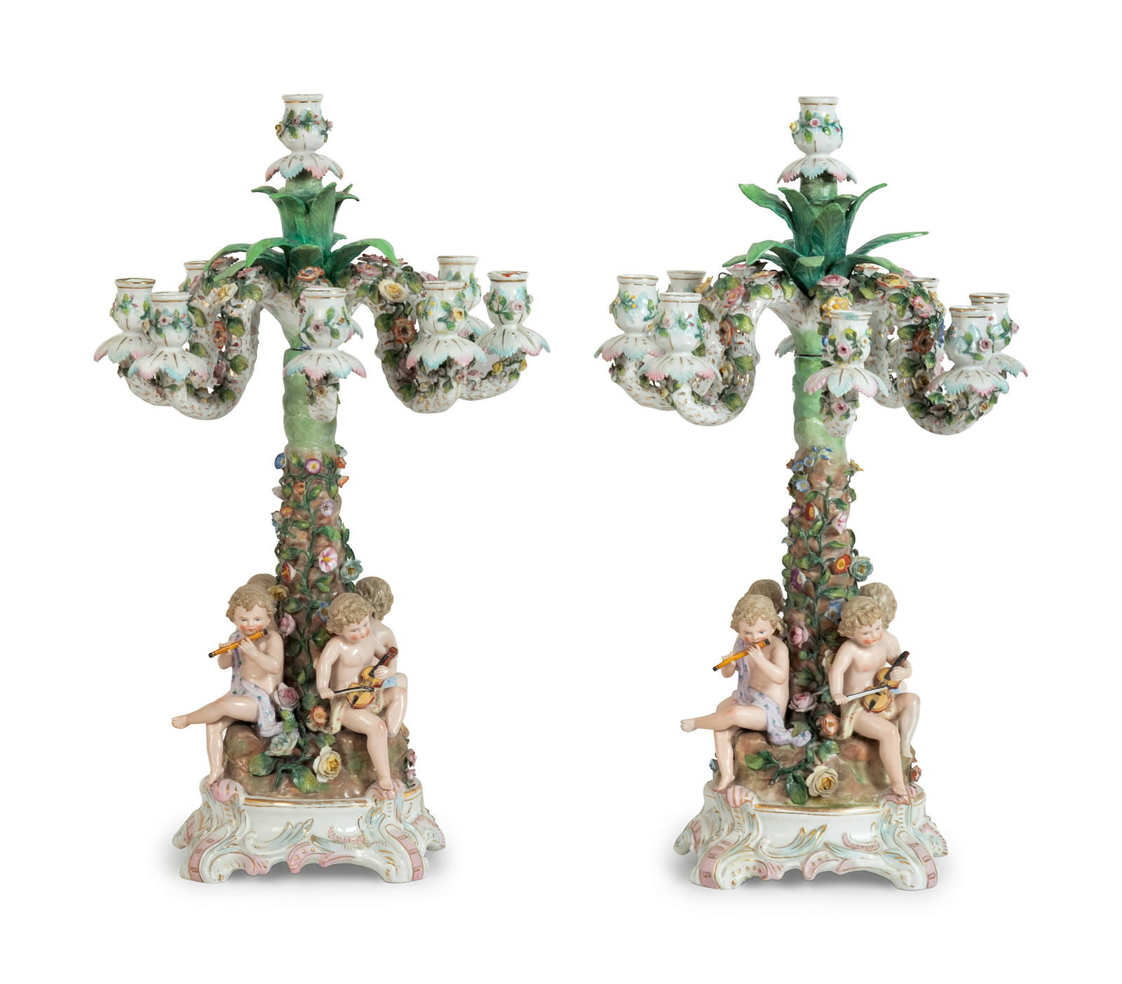 A Pair of Continental Porcelain Figural Candelabra (1 of 3)