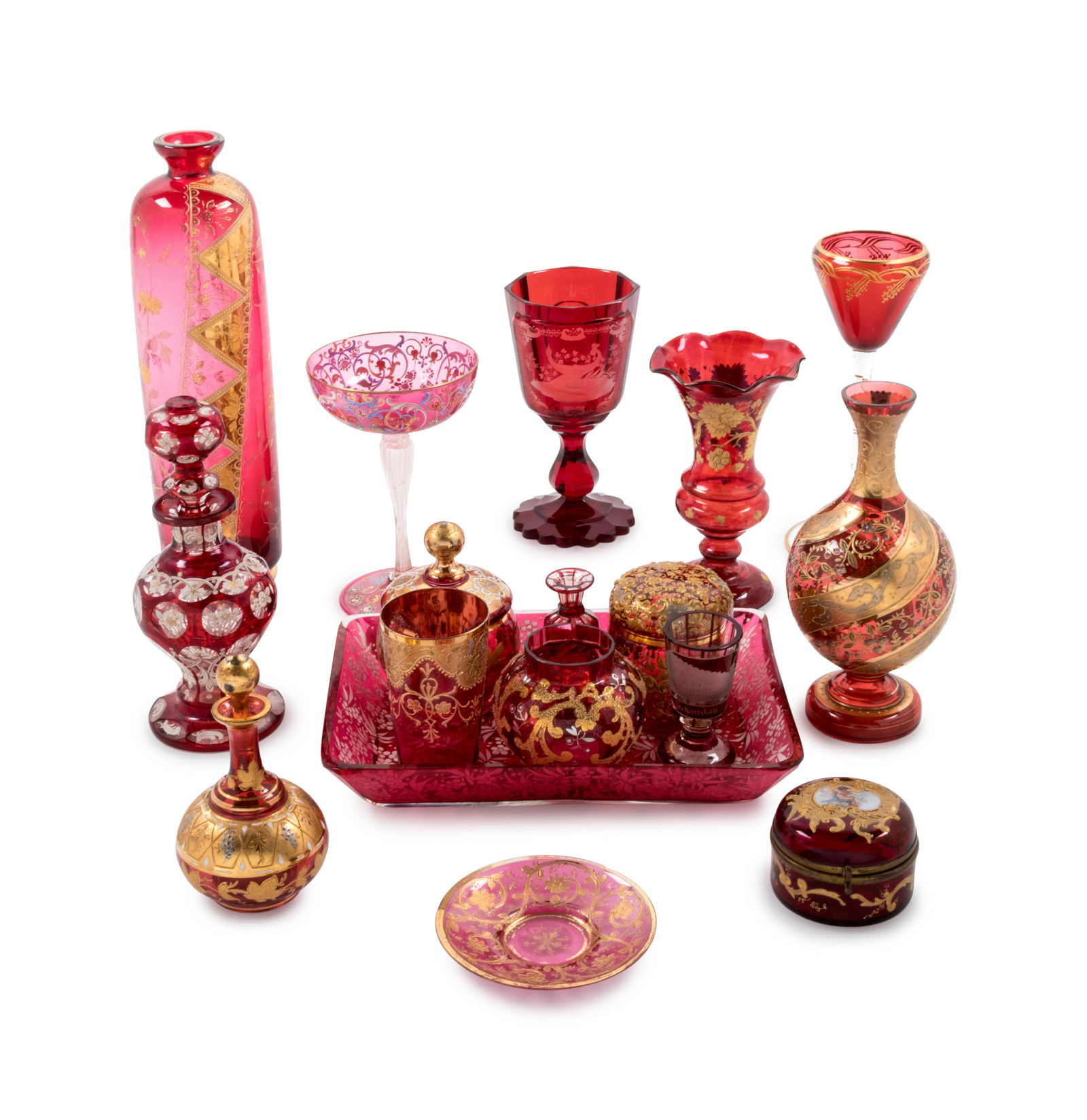 A Collection of Continental Gilt and Enameled Ruby (1 of 1)