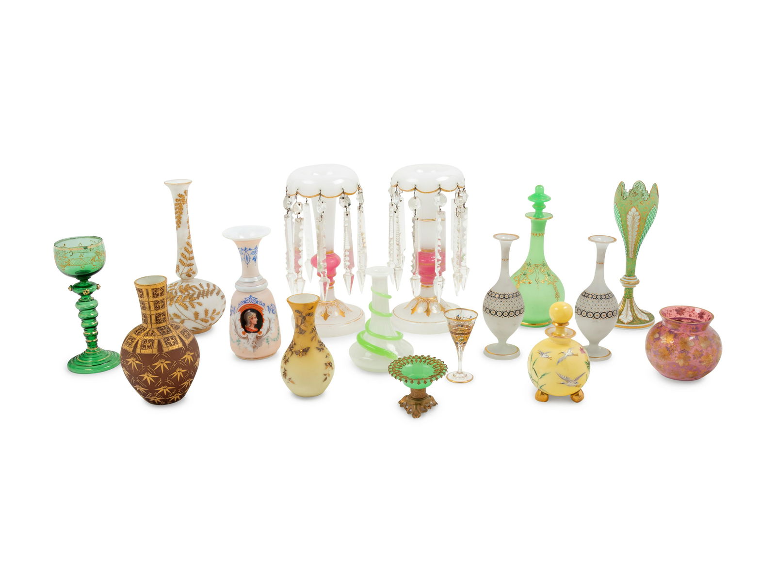 Sixteen French and Bohemian Glass Articles (1 of 1)