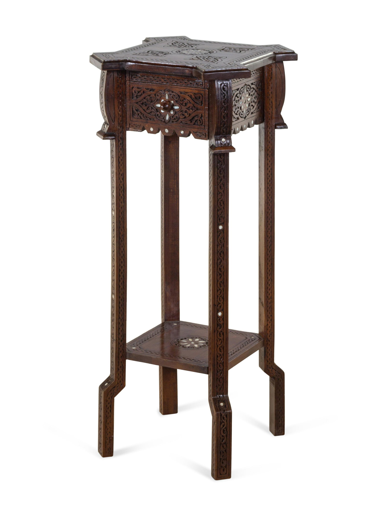A Syrian Mother-of-Pearl Inlaid Walnut Pedestal Table (1 of 2)