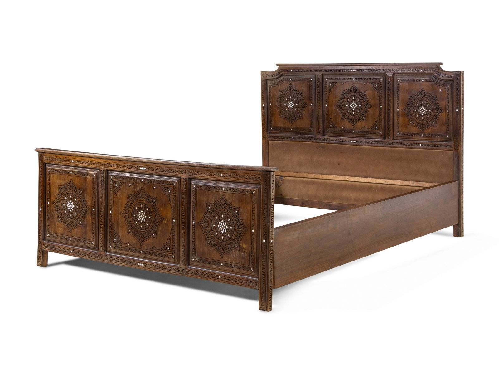 A Syrian Mother-of-Pearl Inlaid Walnut Bed (1 of 2)