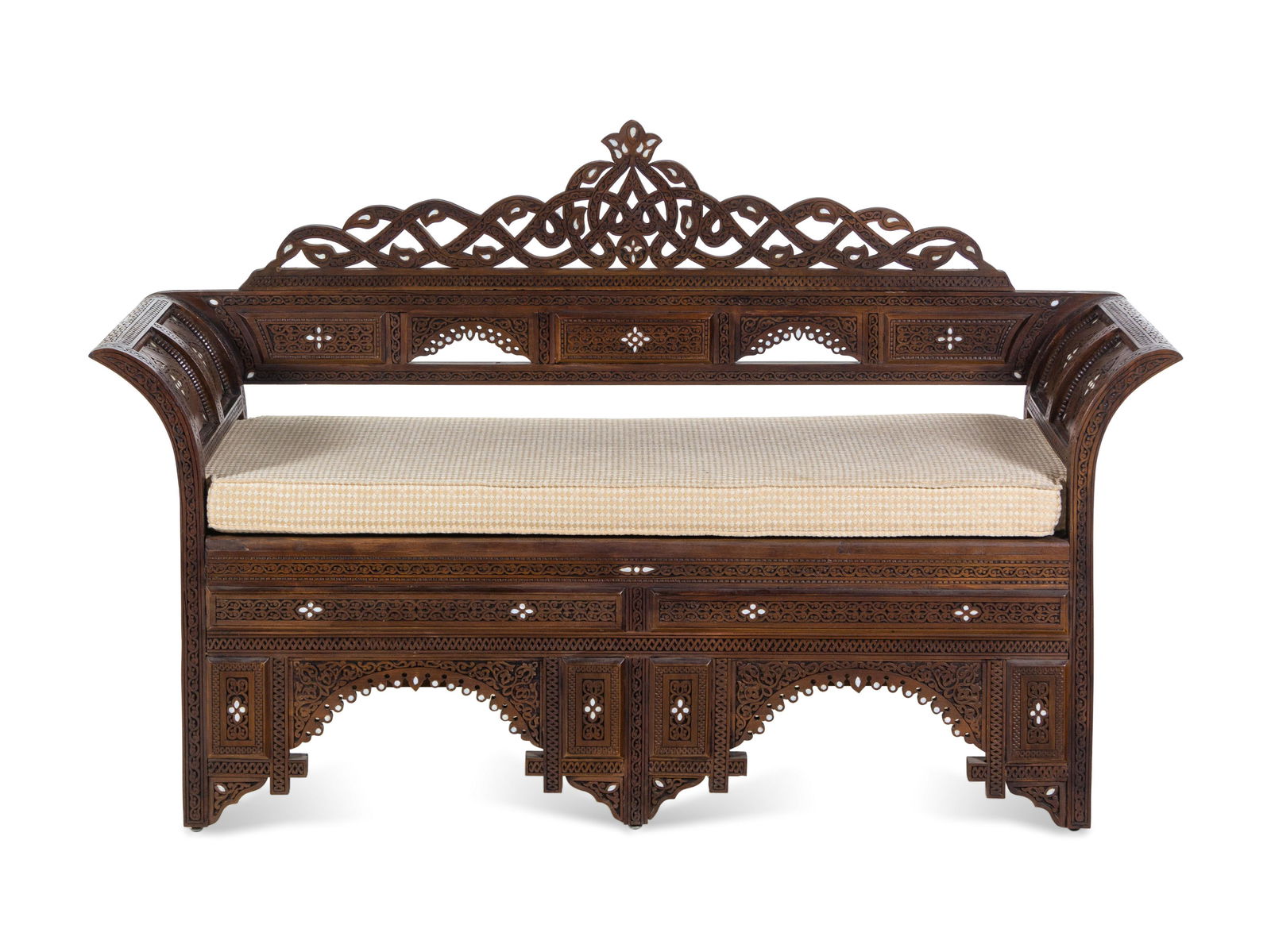 A Syrian Carved and Mother-of-Pearl Inlaid Walnut (1 of 3)