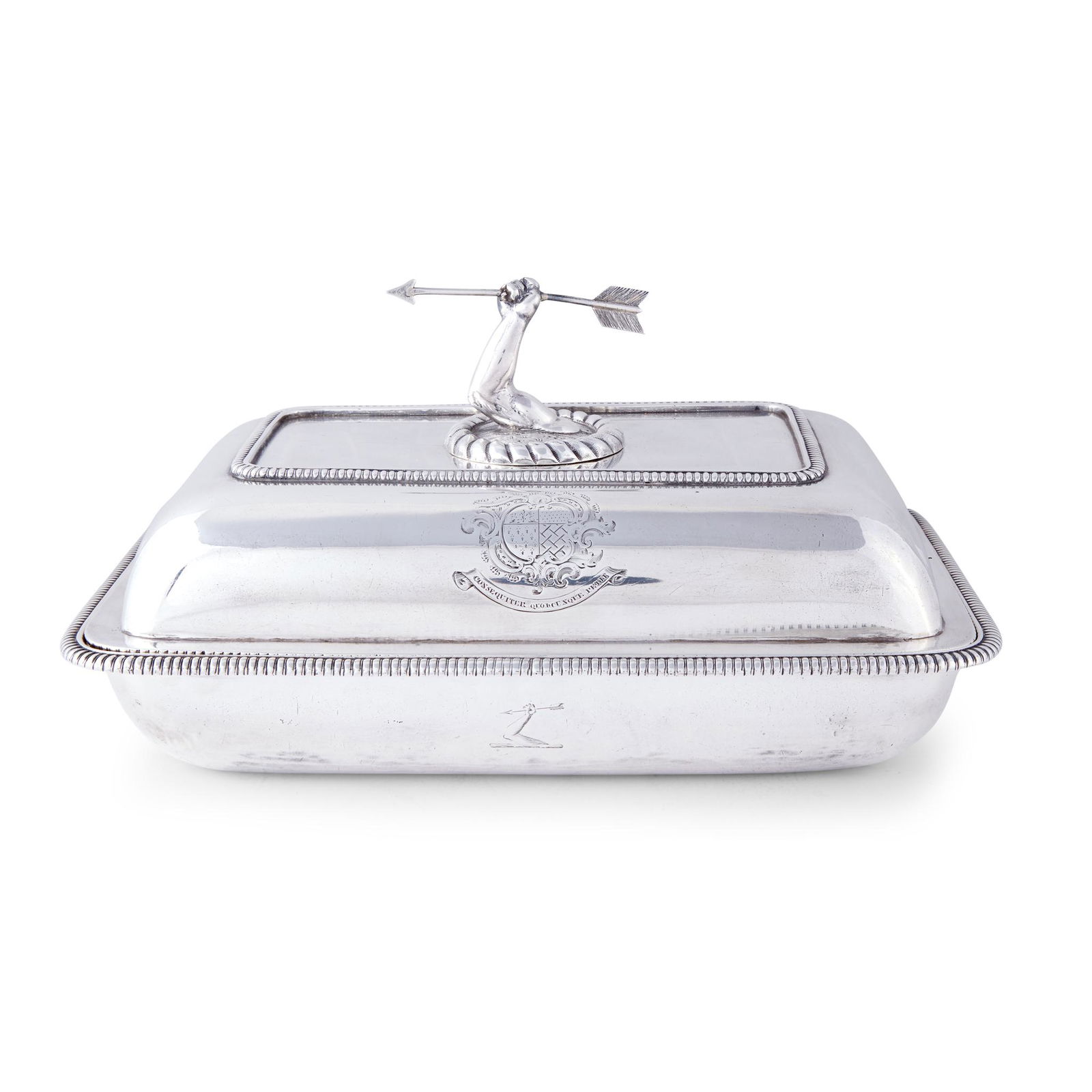 A George III sterling silver armorial covered vegetable (1 of 1)