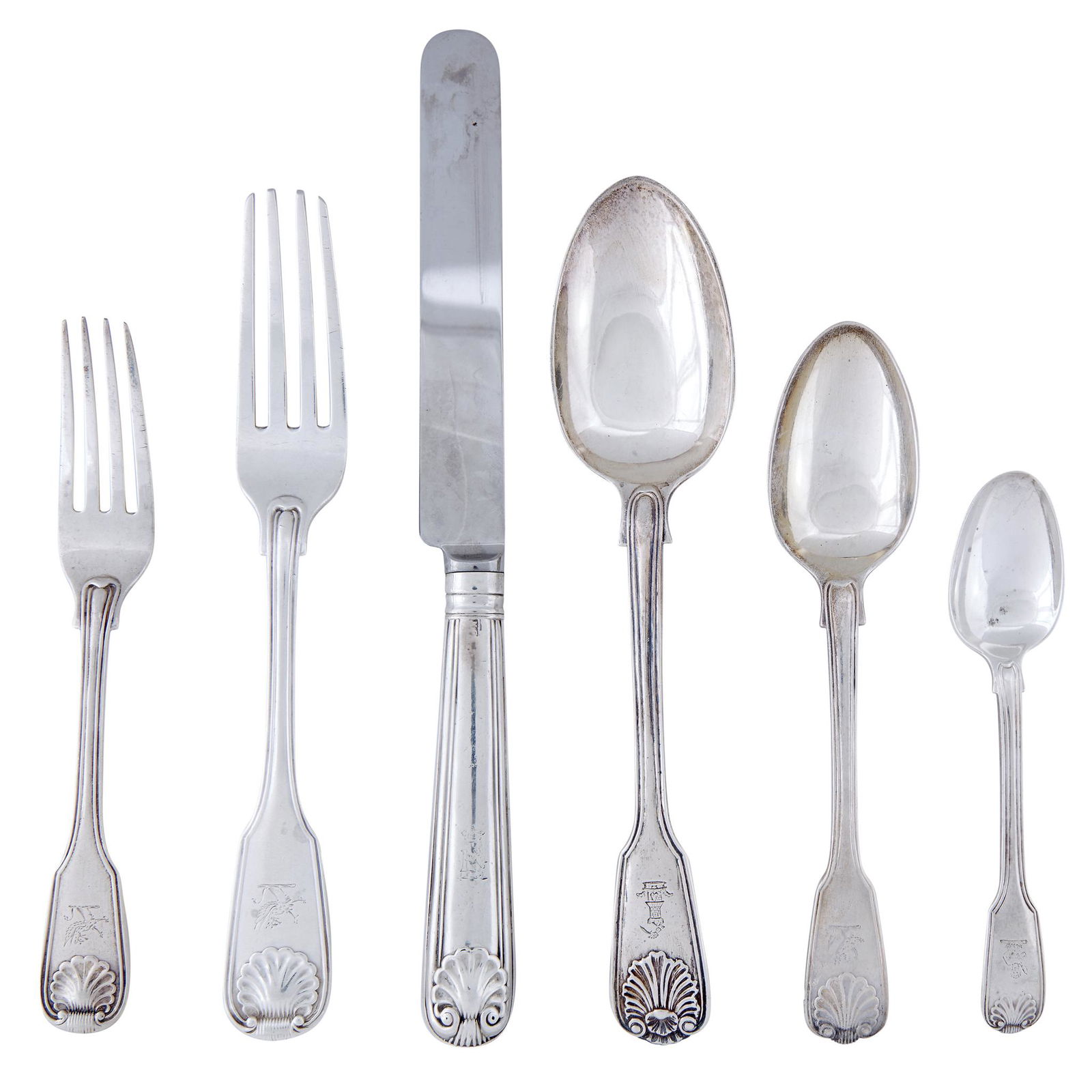 An assembled English sterling silver flatware service, (1 of 1)