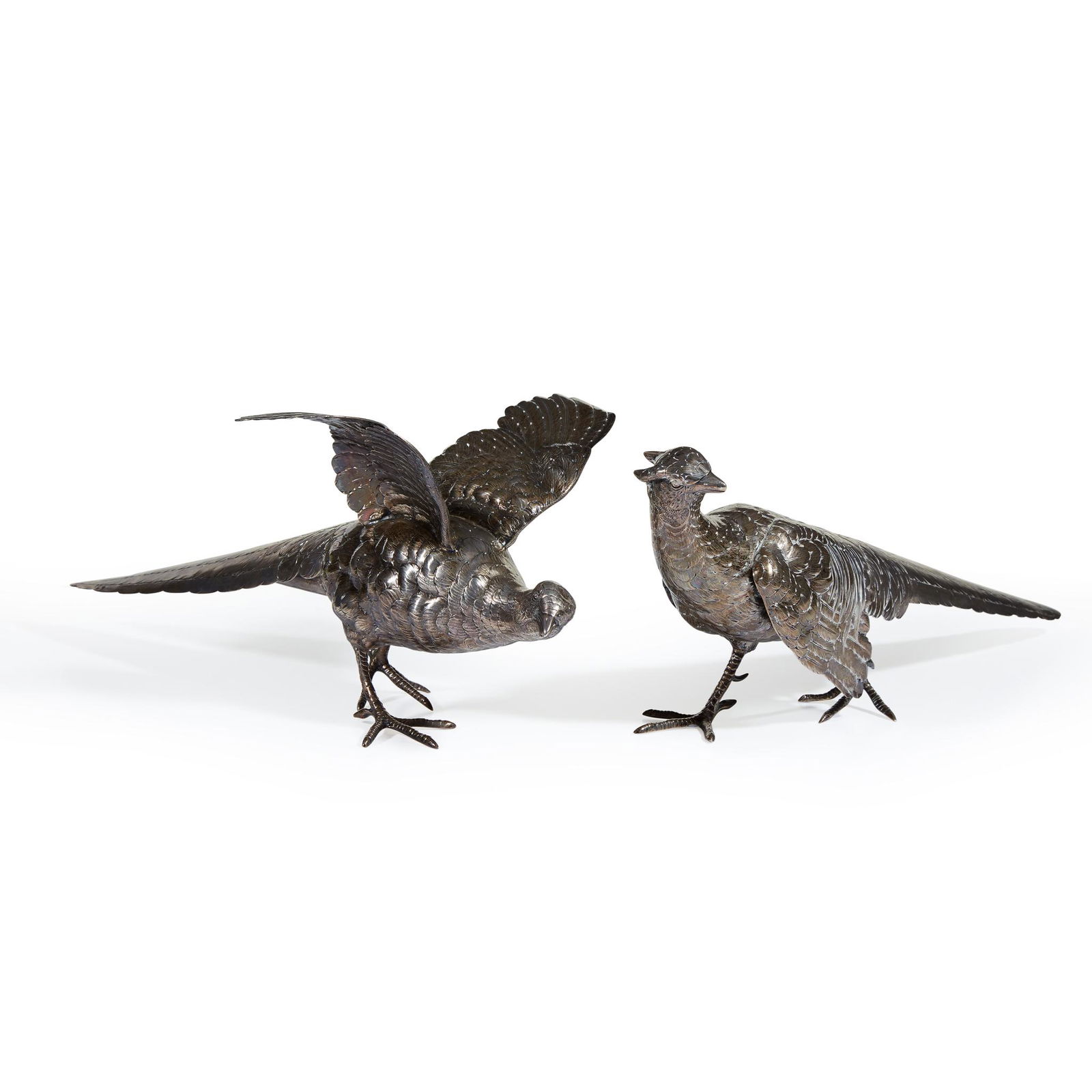 A pair of German silver table pheasants, B. Neresheimer (1 of 1)