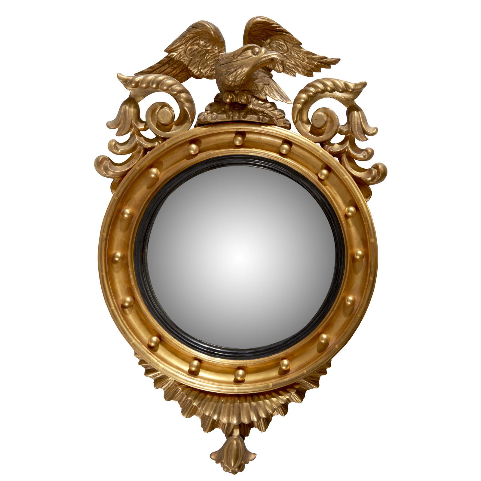 A Regency parcel-ebonized giltwood looking glass, Early (1 of 1)