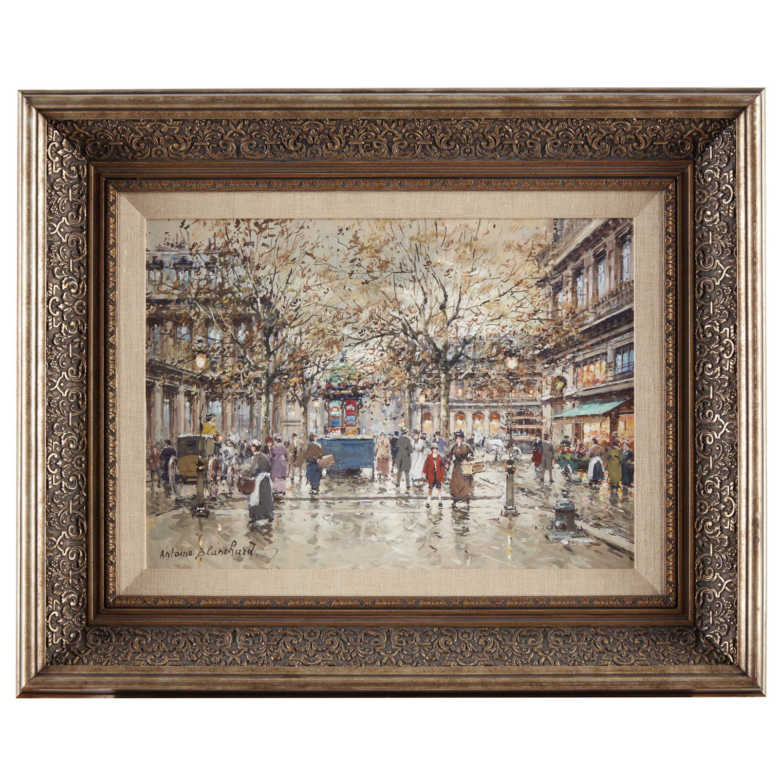 Antoine Blanchard (French, 1910-1988), , Place du: Antoine Blanchard (French, 1910-1988)Place du Palais RoyalSigned 'Antoine Blanchard' bottom left, also signed, titled, located 'Paris' and titled verso, oil on canvas13 x 18 in. (33 x 45.7cm)PROVENANC