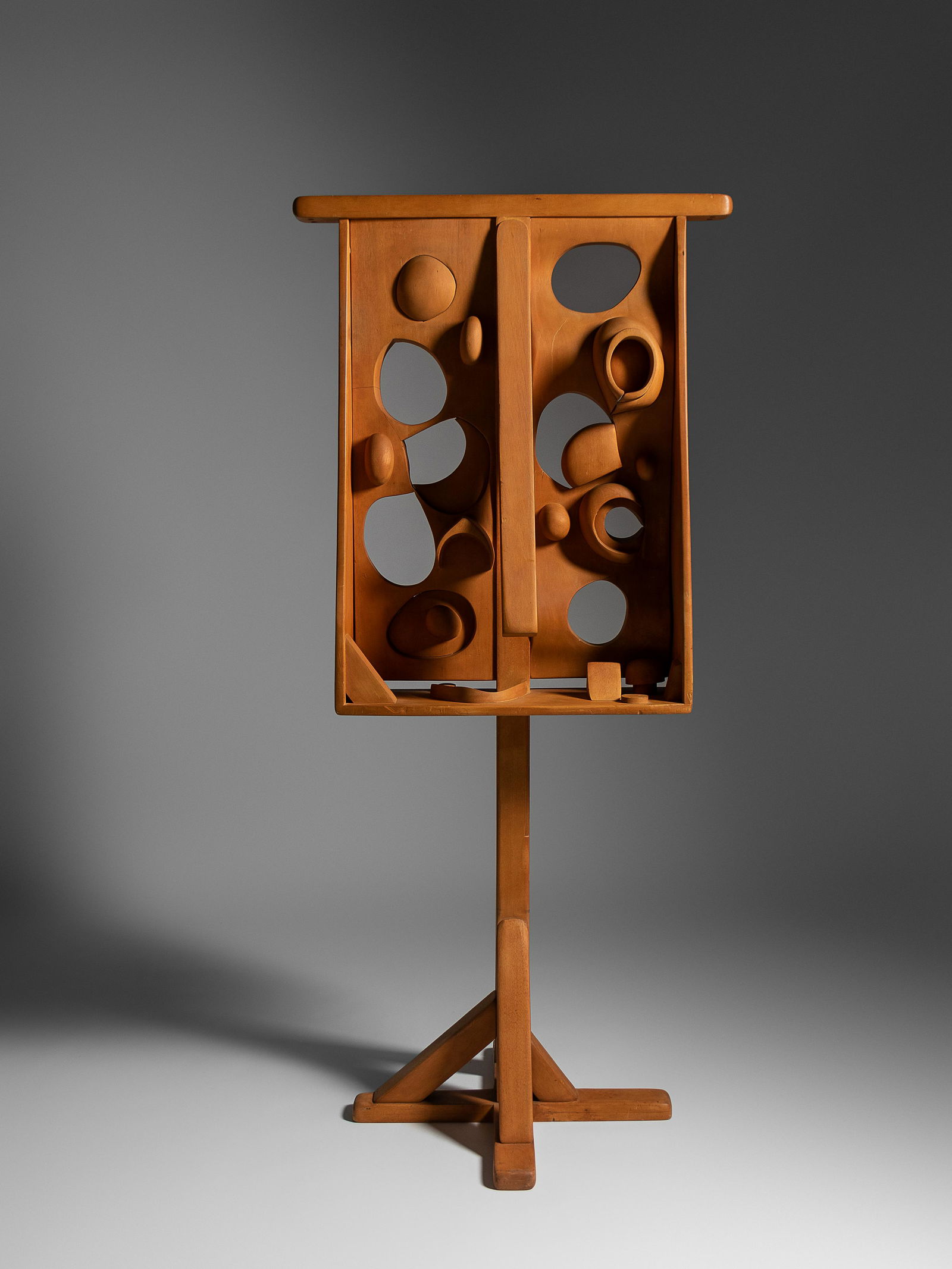 Jan De Swart (Dutch, 1908-1987) Untitled, Monumental: Jan De Swart (Dutch, 1908-1987) Untitled, Monumental Standing Form carved jelutong wood 76 x 34 3/4 x 9 inches. Provenance: Acquired directly from the Estate of Jan De Swart; Private collection, Chica