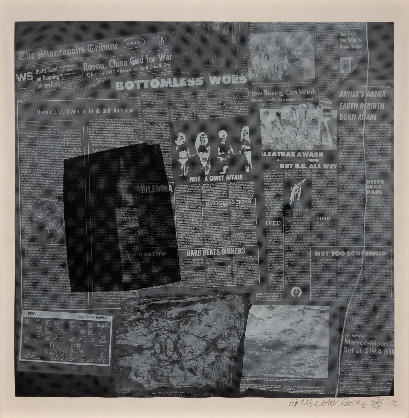 Robert Rauschenberg (American, 1925-2008) Surface: Robert Rauschenberg (American, 1925-2008) Surface Series from Currents, 1970 screenprint signed, dated, and numbered 85/100 in pencil 35 x 35 inches. Property from a Miami Beach Collection For conditi