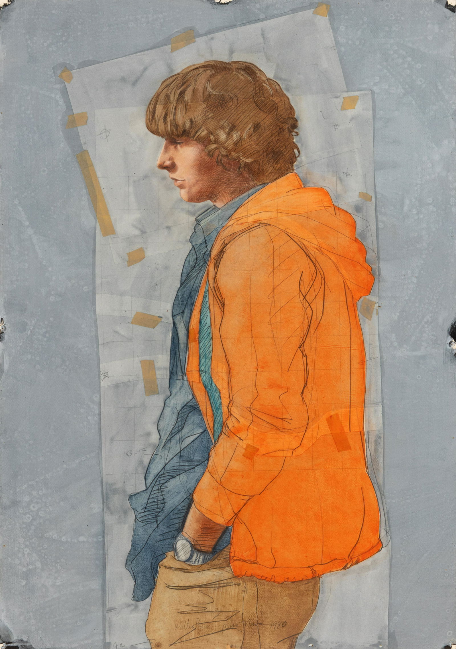 John Nava (American, b. 1947) Walter Baun, 1980: John Nava (American, b. 1947) Walter Baun, 1980 mixed media on paper signed John Nava, titled and dated (lower center) 39 1/2 x 27 1/2 inches. For condition inquiries please contact Nathan Brady at na