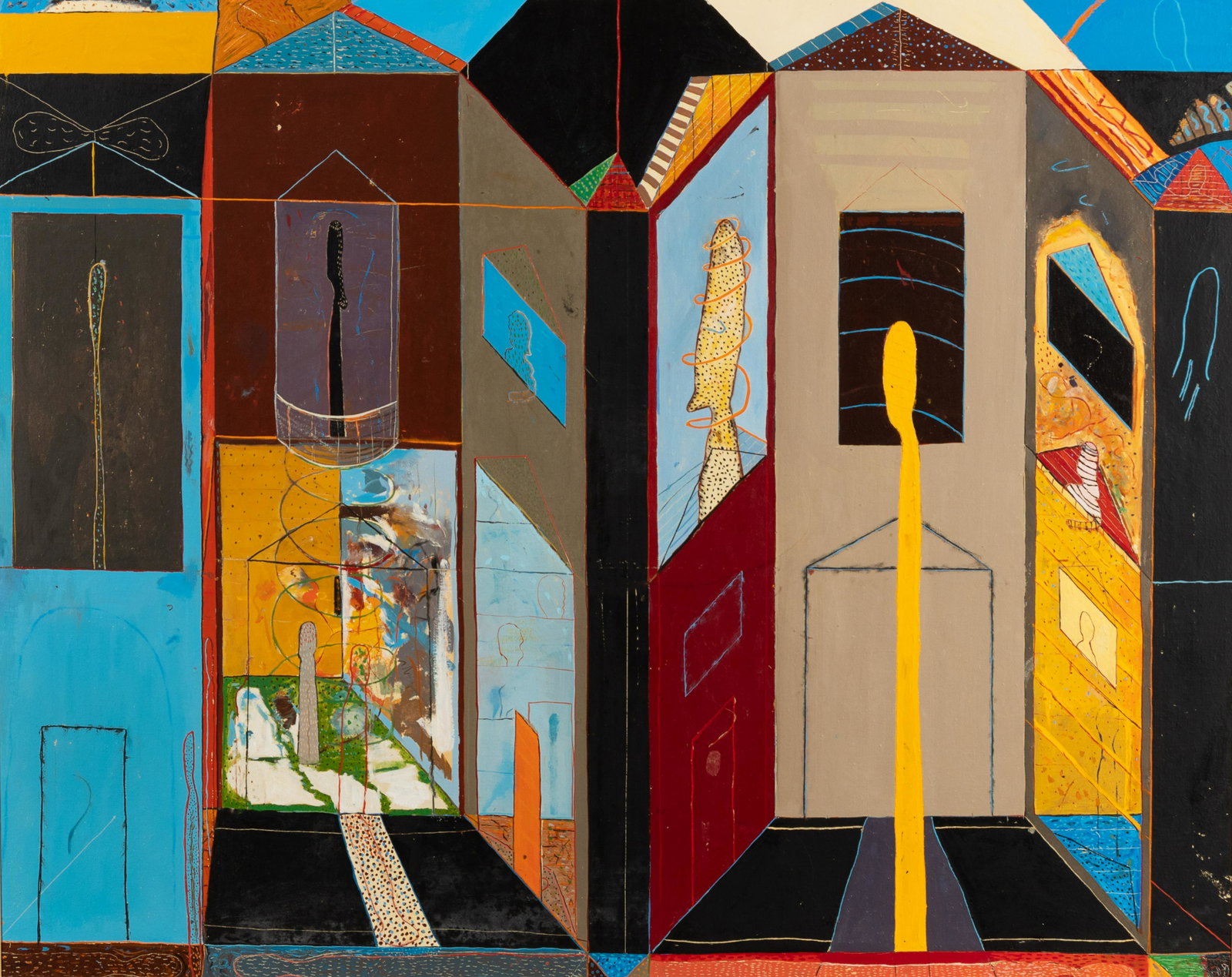 Richard Hull (American, b. 1955) A Bank Painting, 1979: Richard Hull (American, b. 1955) A Bank Painting, 1979 oil and wax on canvas signed Richard Hull, titled and dated (verso) 48 x 60 inches. For condition inquiries please contact Nathan Brady at nathan