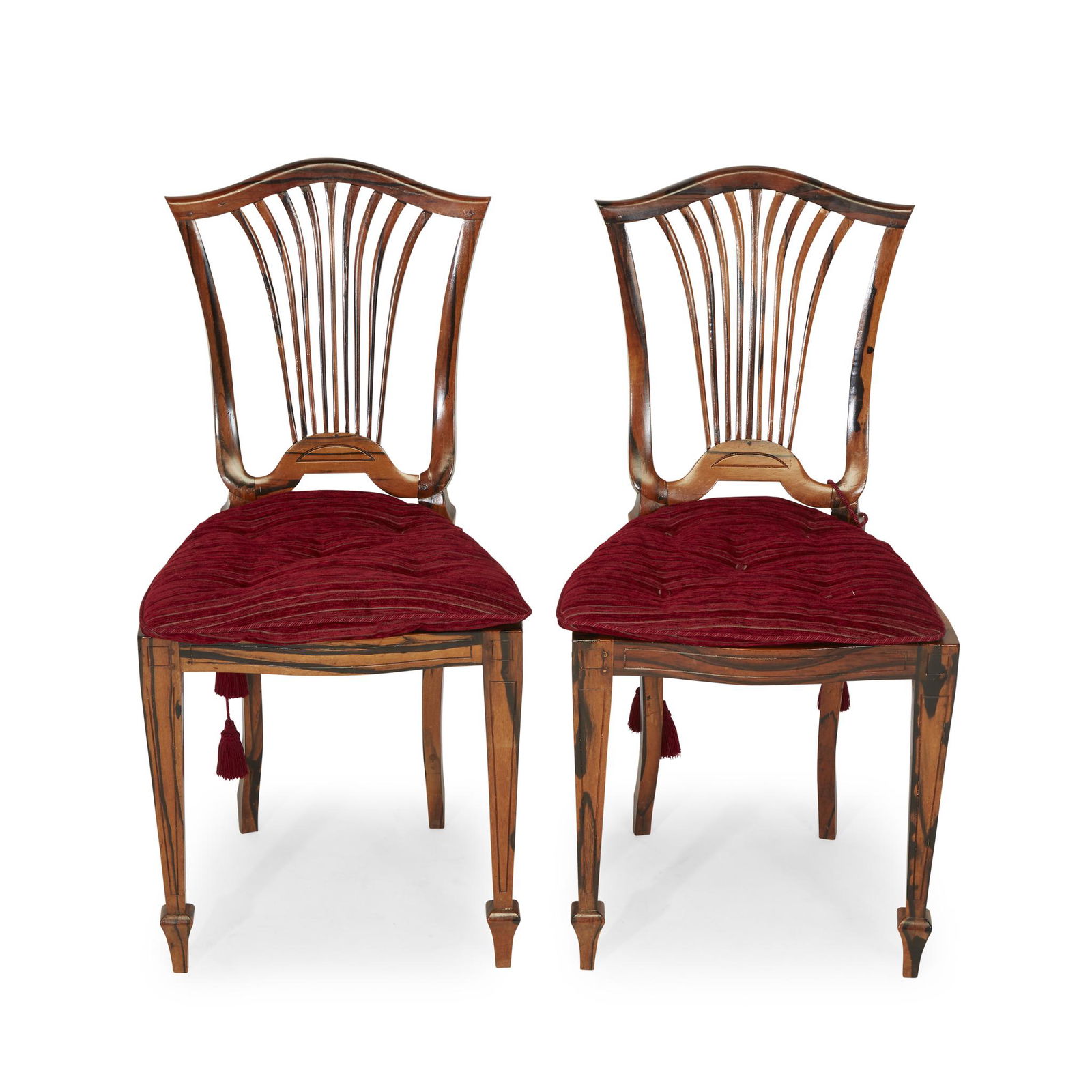 A pair of Regency style cane seat calamander side (1 of 2)