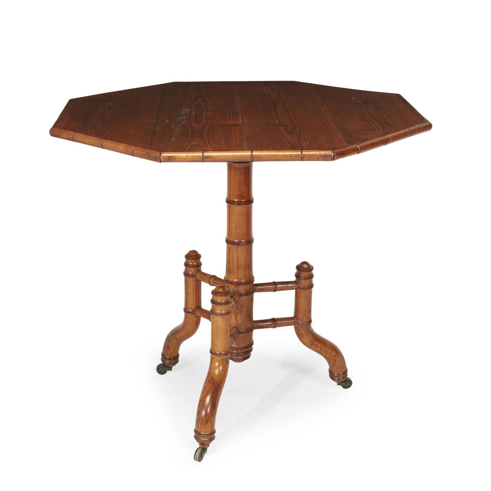 French faux bamboo octagonal center table, Circa 1870 (1 of 1)