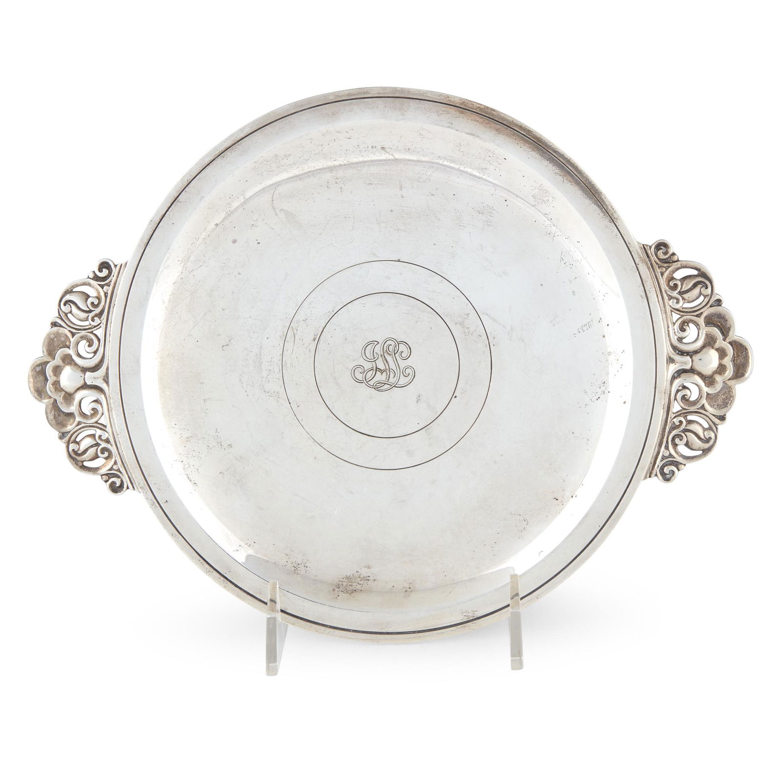 An American sterling silver salver with monogram, Early (1 of 1)