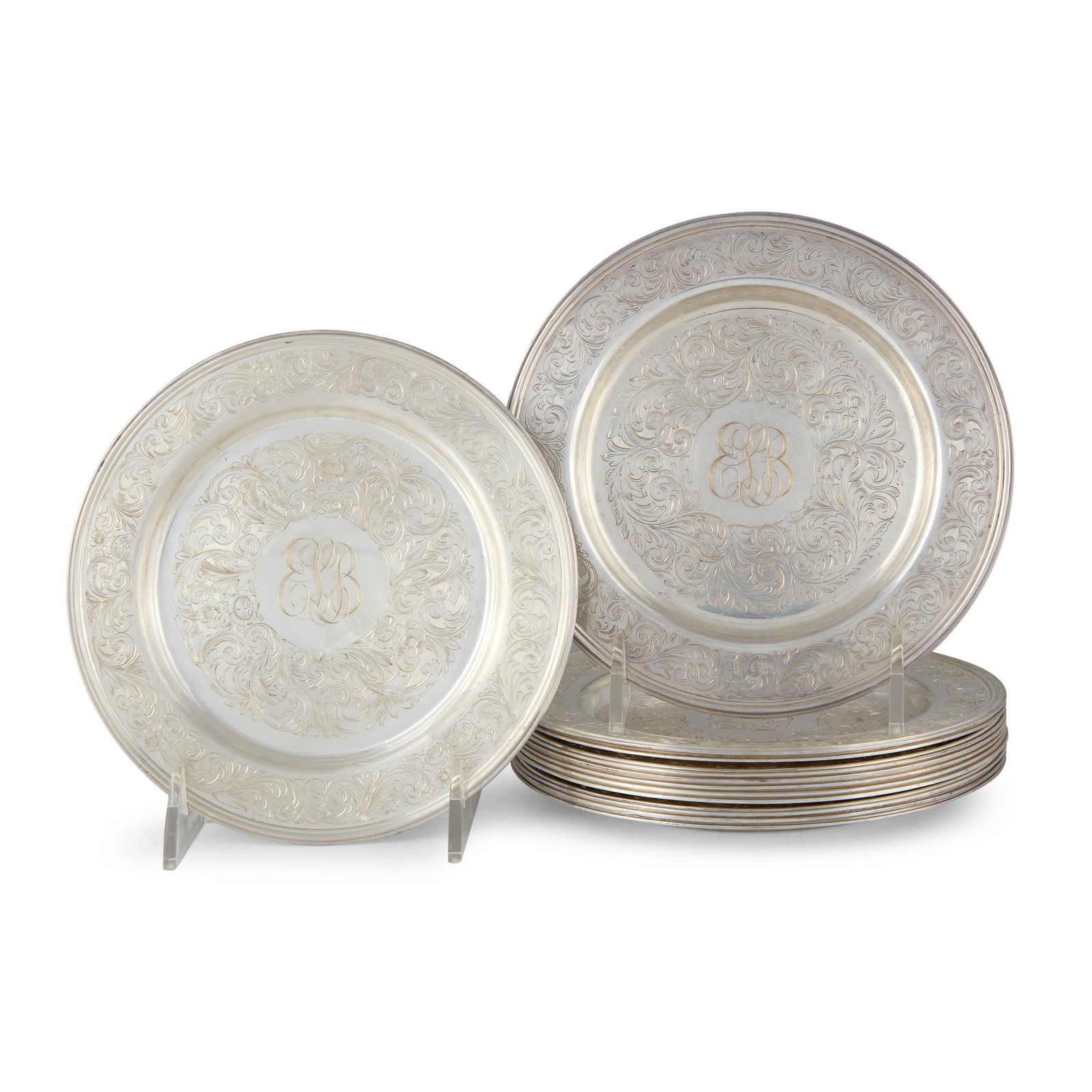 A set of twelve American sterling silver bread plates, (1 of 1)