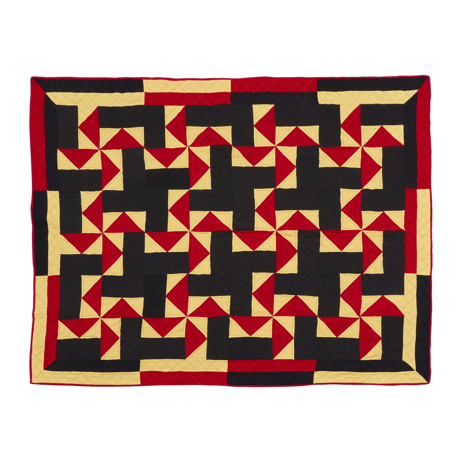 Mennonite pieced wool "Wind Mill" variation quilt, 20th (1 of 1)