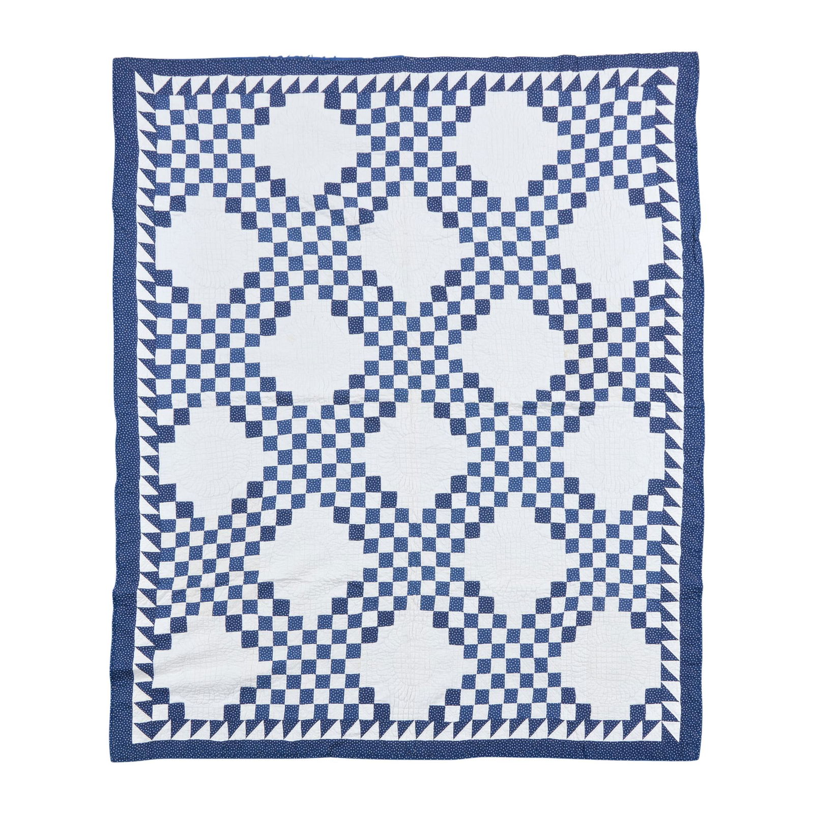 Two blue and white-printed pieced quilts, second half (1 of 2)