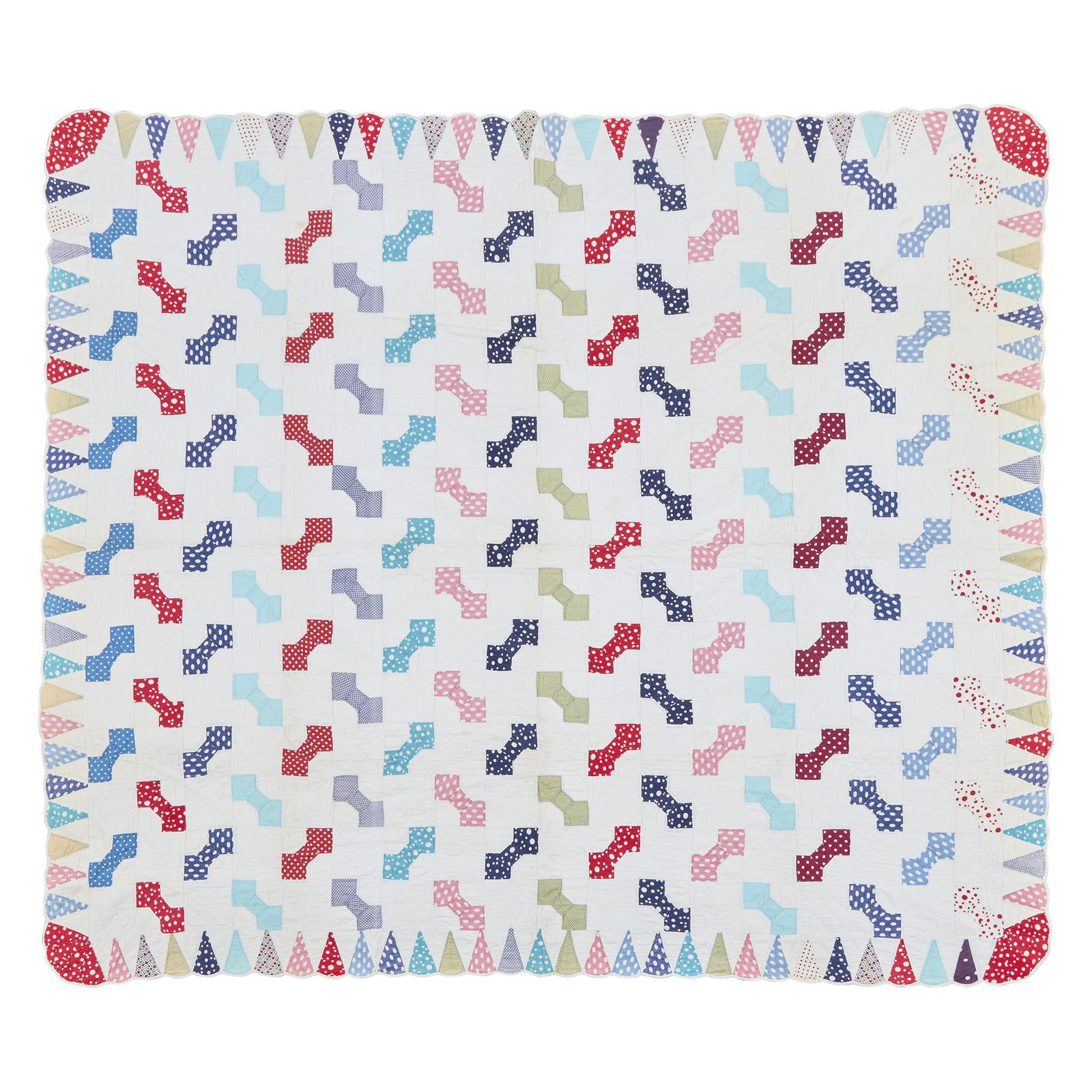 Two quilts: "Bow Tie" and "Geometric" patterns, 20th (1 of 2)