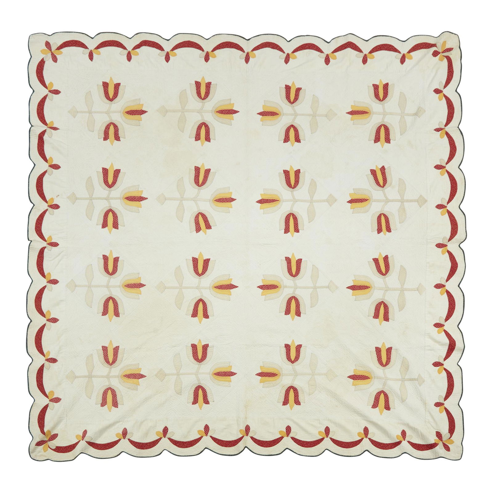 Appliqued "Tulip" pattern quilt , late 19th century (1 of 1)
