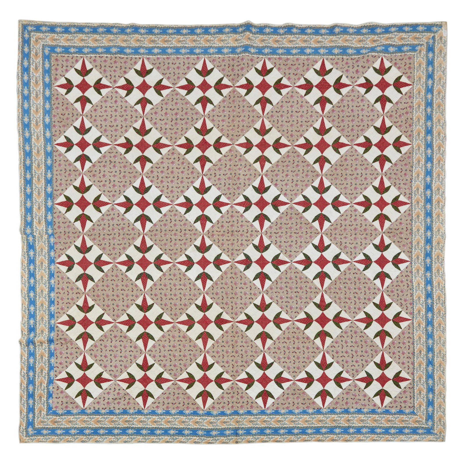 Pieced "Turkey Tracks" pattern quilt, second half 19th (1 of 1)