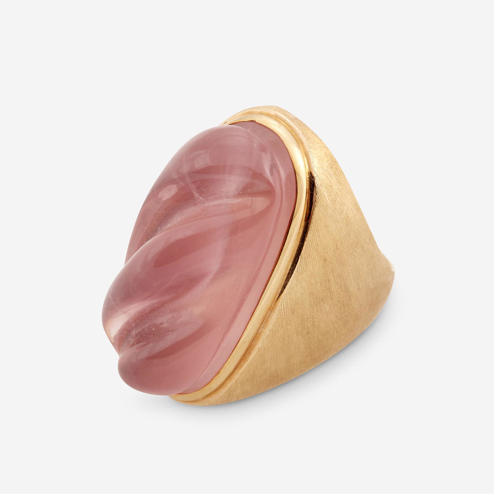 A rose quartz and eighteen karat gold ring, Haroldo (1 of 2)