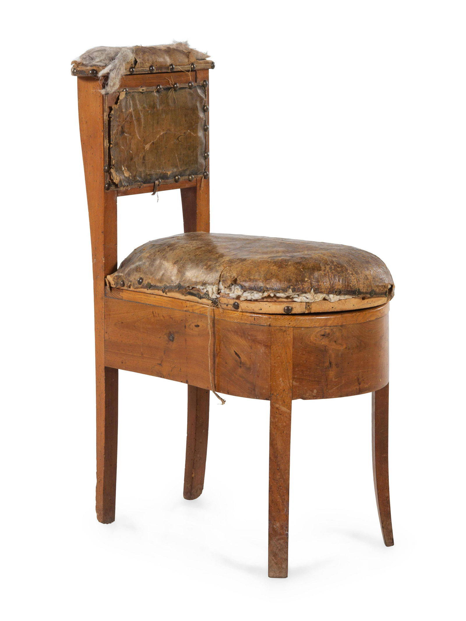 A Louis XV Provincial Leather-Upholstered Fruitwood (1 of 2)