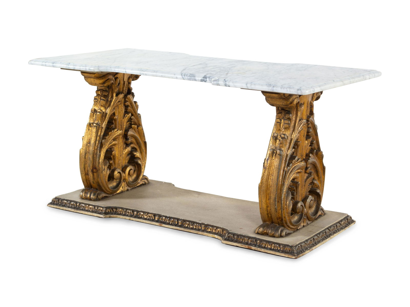 A Neoclassical Painted and Parcel Gilt Marble-Top Low (1 of 2)
