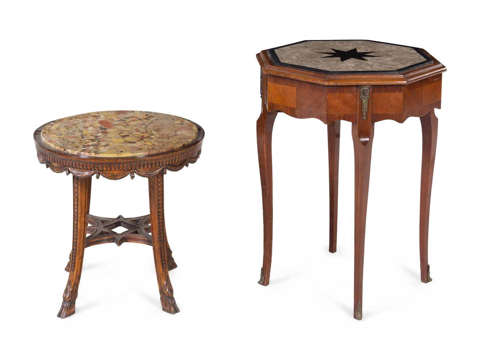 Two Neoclassical Marble-Top Side Tables (1 of 2)