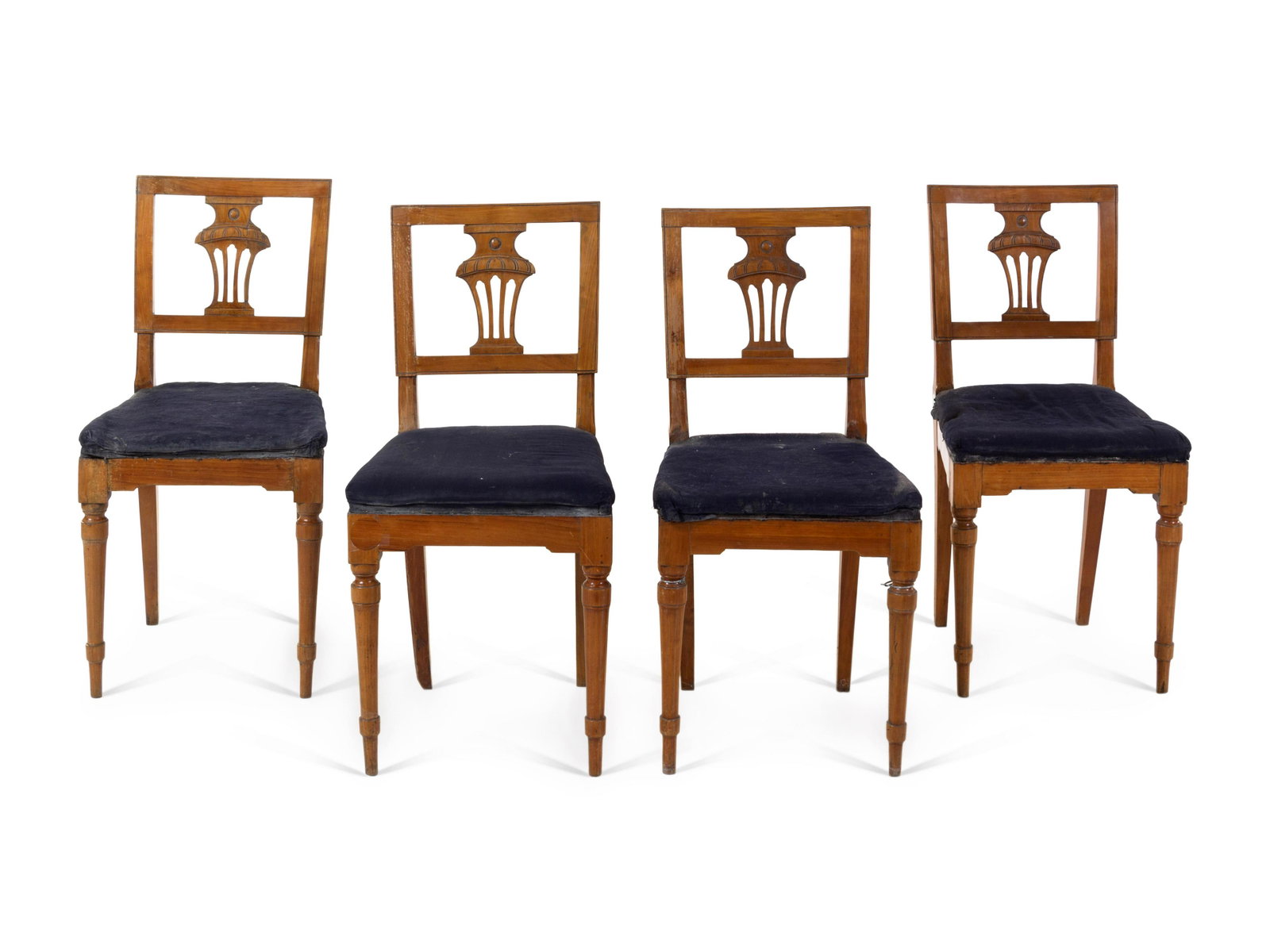 A Set of Four Italian Fruitwood Dining Chairs: A Set of Four Italian Fruitwood Dining Chairs 19th Century Height 33 1/2 inches. Property from Christa's Ltd., Chicago, Illinois