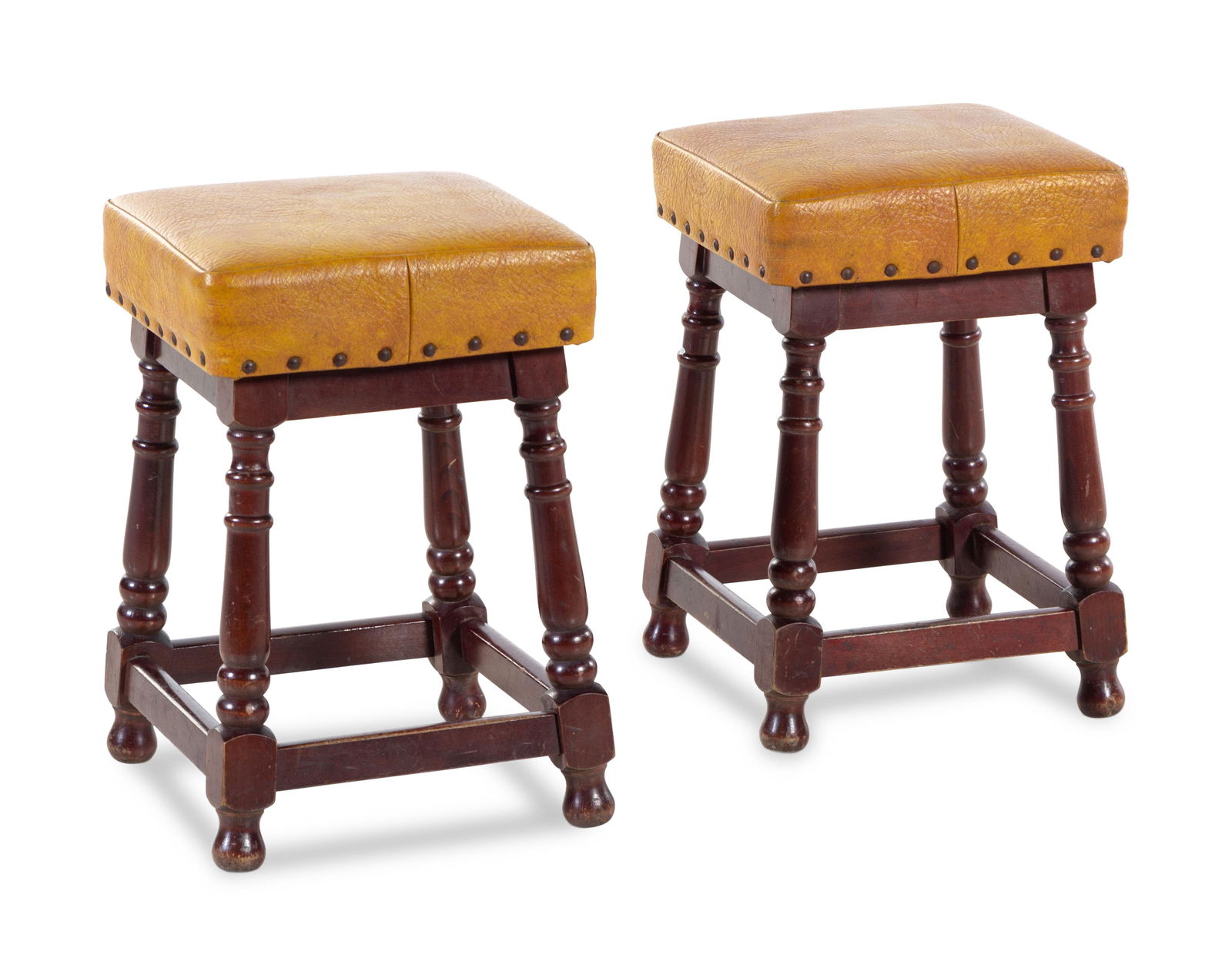 A Pair of Faux Leather-Upholstered Stools (1 of 2)
