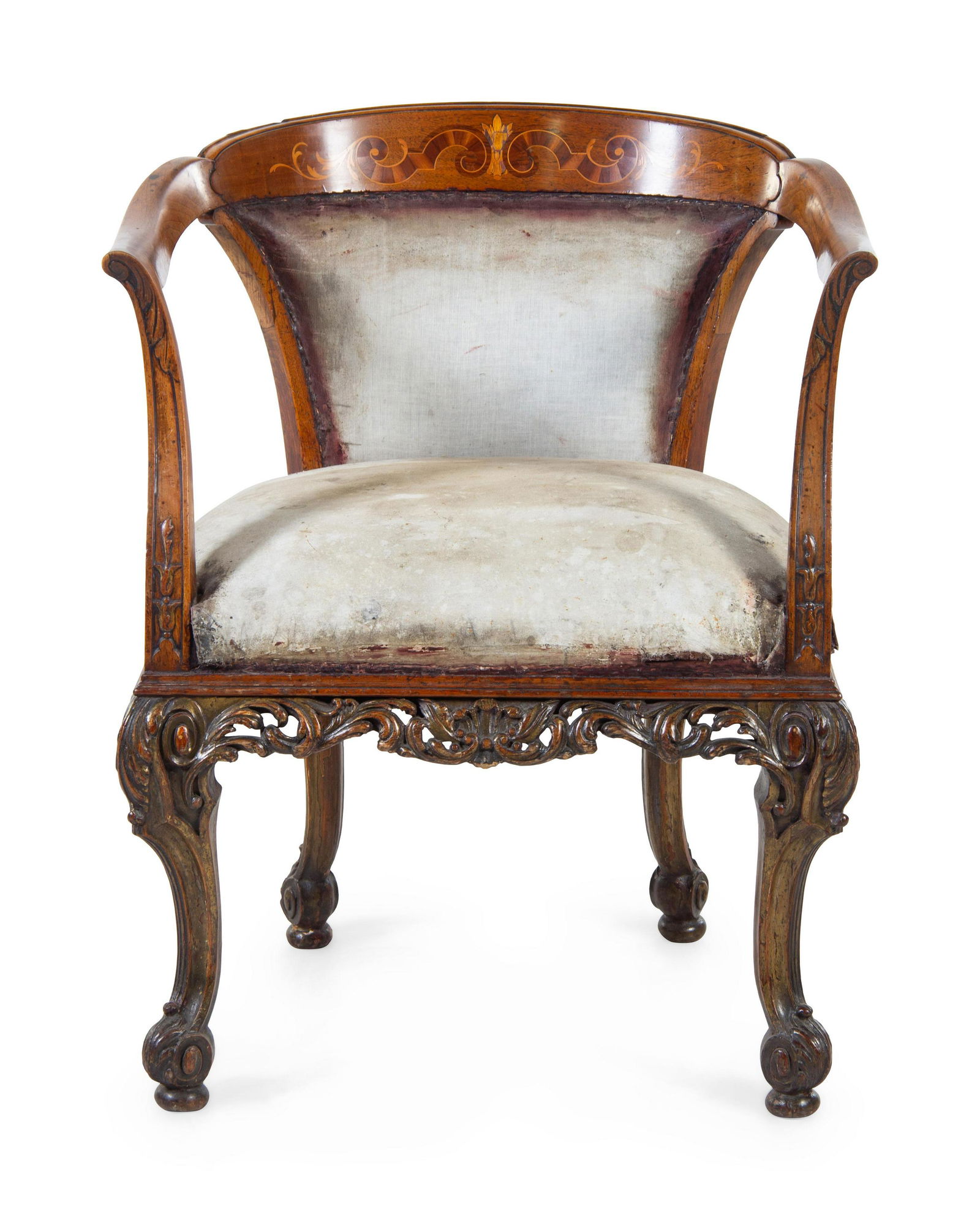 A Continental Carved and Marquetry Decorated Armchair (1 of 1)