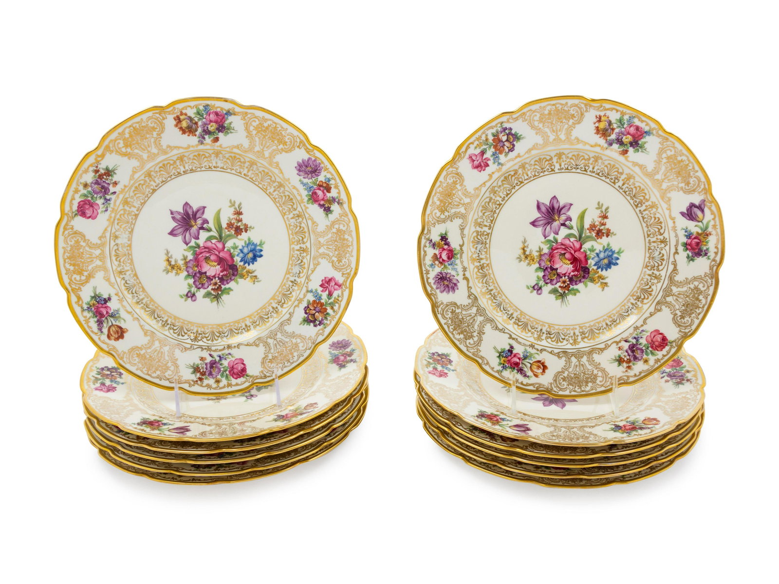 A Set of Twelve Bavarian Porcelain Dinner Plates: A Set of Twelve Bavarian Porcelain Dinner Plates Diameter 11 inches. Property from the Collection of Michael and Janice Doniger, Chicago, Illinois
