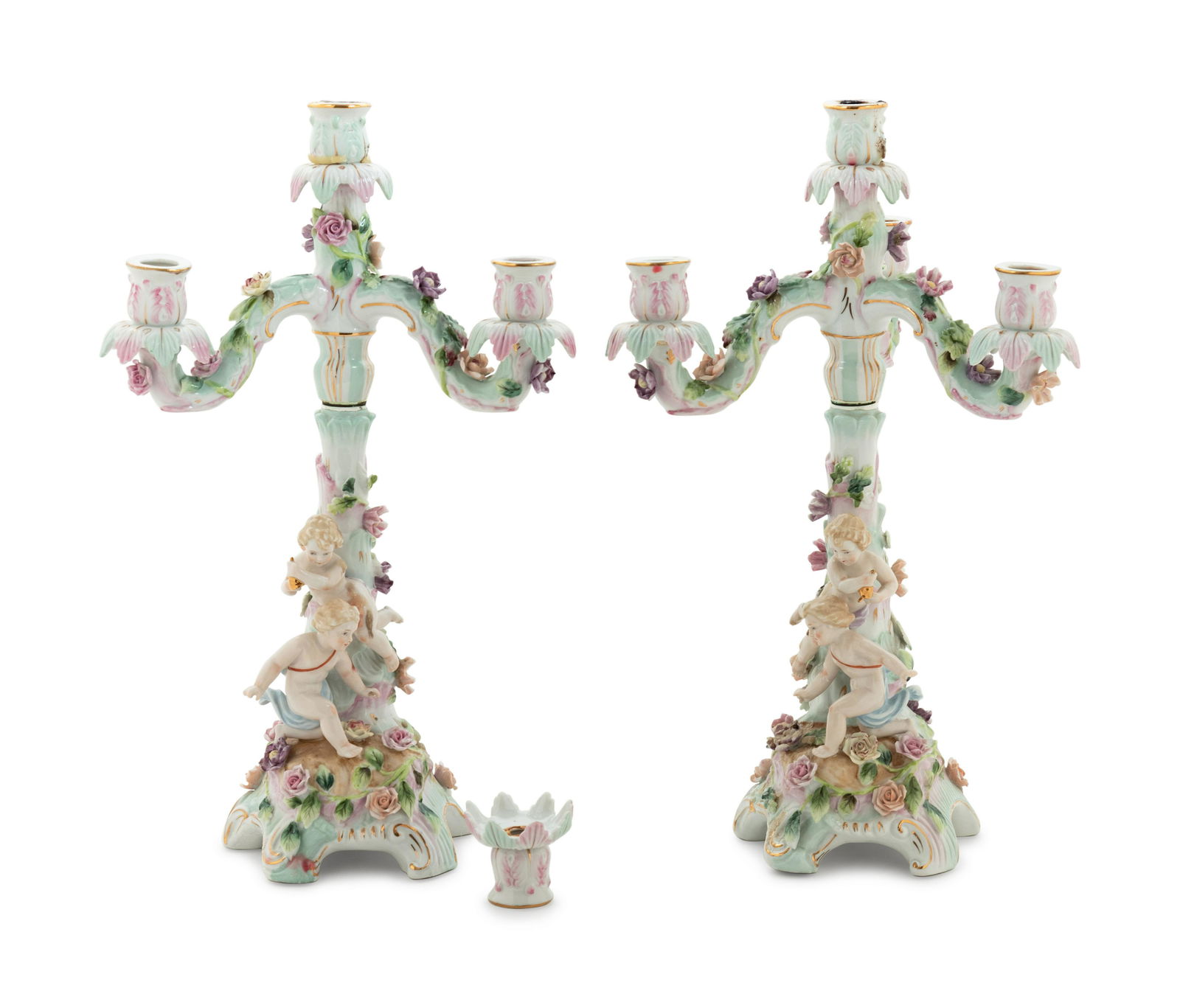 A Pair of Continental Porcelain Figural Candelabra (1 of 3)