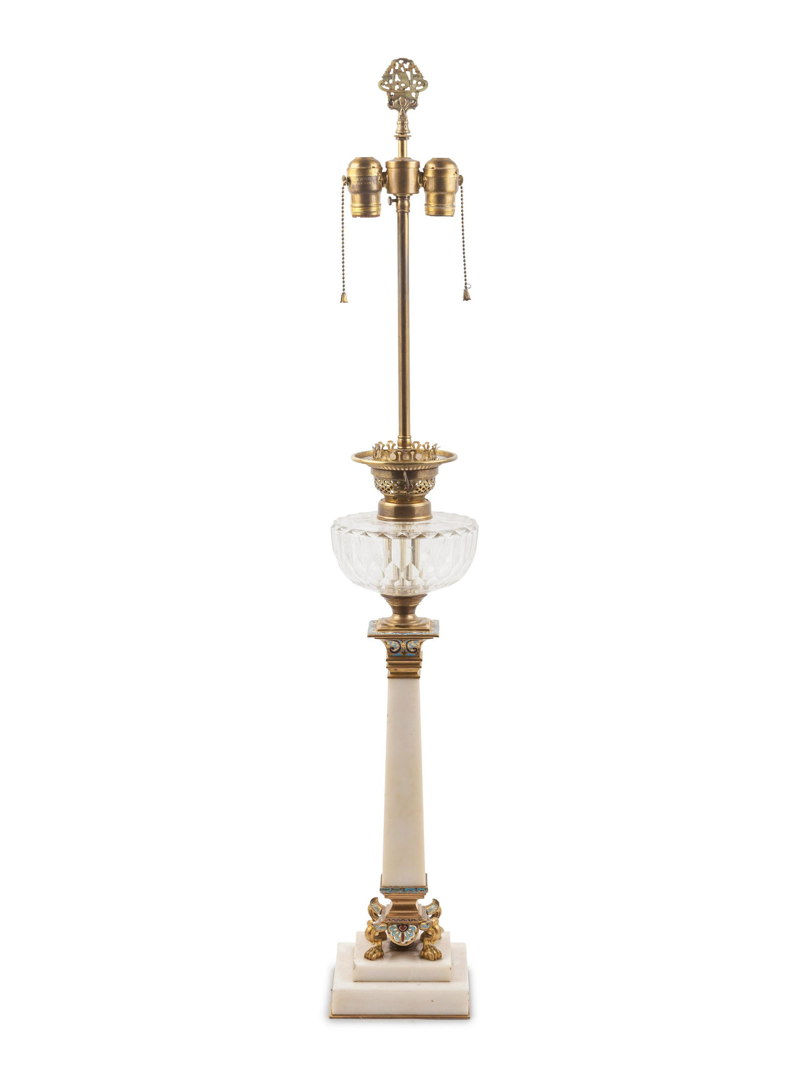 A Continental Marble and Champleve Oil Lamp Base (1 of 1)